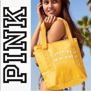 PINK VICTORIA’S SECRET cooler tote bag “sunshine on my mind” NEW!!